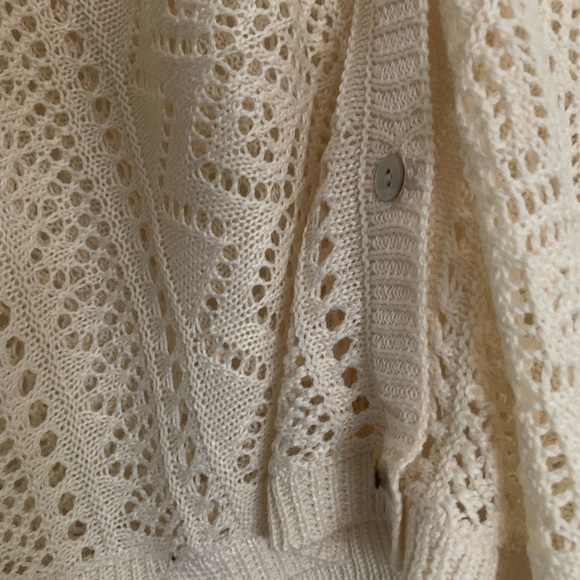 NEW Cyrus Open Stitch Creamy Alabaster Off White Cardigan Sweater SZ Large - Picture 5 of 9